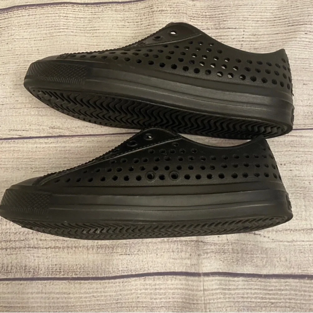 Skechers Kids Black Slip-On Water Shoes with Red Insole Accents